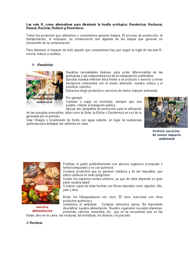 Las Seis R para un Consumo Sostenible | PDF | Reutilizar | Reciclaje