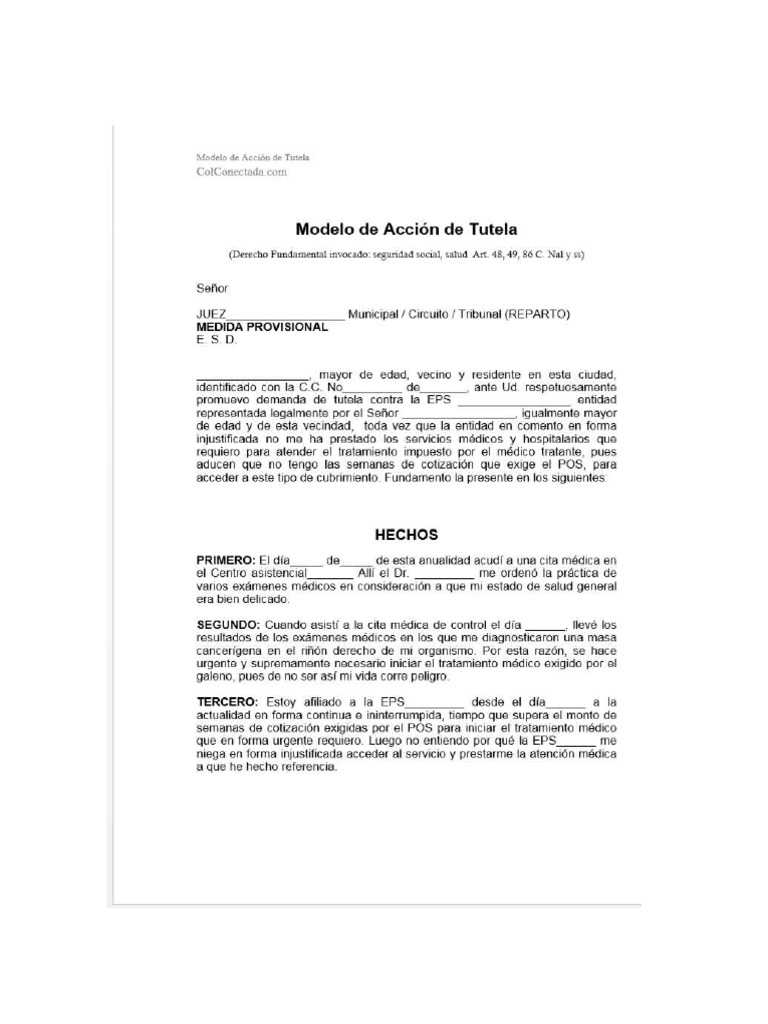 Modelo Accion de Tutela Por No Contestacion Derecho de Peticion | PDF