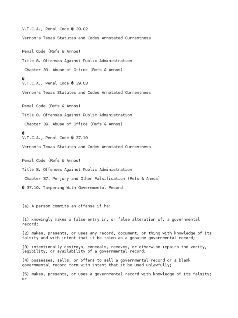37 10 Tampering With Governmental Record PDF Double Jeopardy Clause Fraud