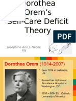 Orem's Self-Care Theory BY: Josephine Necor