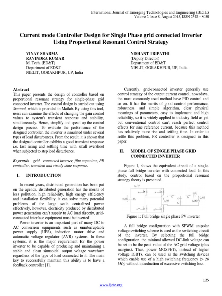 PR Controller for Single Phase Inverter | PDF | Power Inverter | Filter ...