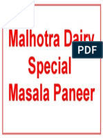 Malhotra Dairy Special Masala Paneer