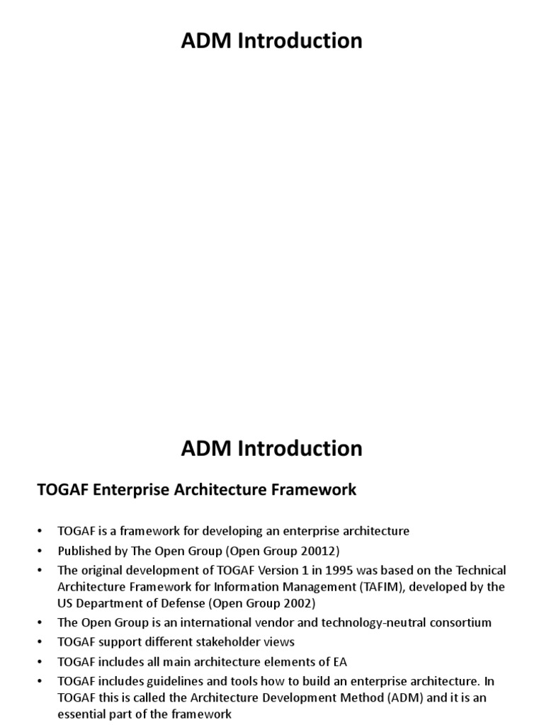 ADM Intro | PDF | Enterprise Architecture | Information Technology ...