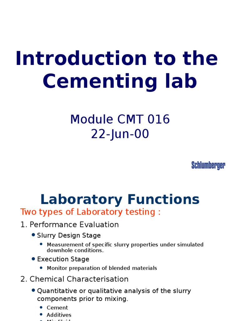 5 Cementing Lab CL 22 Jun 00 A | PDF | Rheology | Pressure