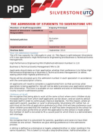 The Admission of Students To Silverstone Utc