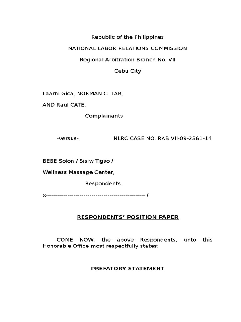 Position Paper on Labor Dispute Case | PDF | Overtime | Employment