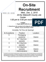 On-Site Recruitment: Wed., Dec. 2, 2015 at The Walworth County Job Center 1:00 PM To 4:00 PM Room 100