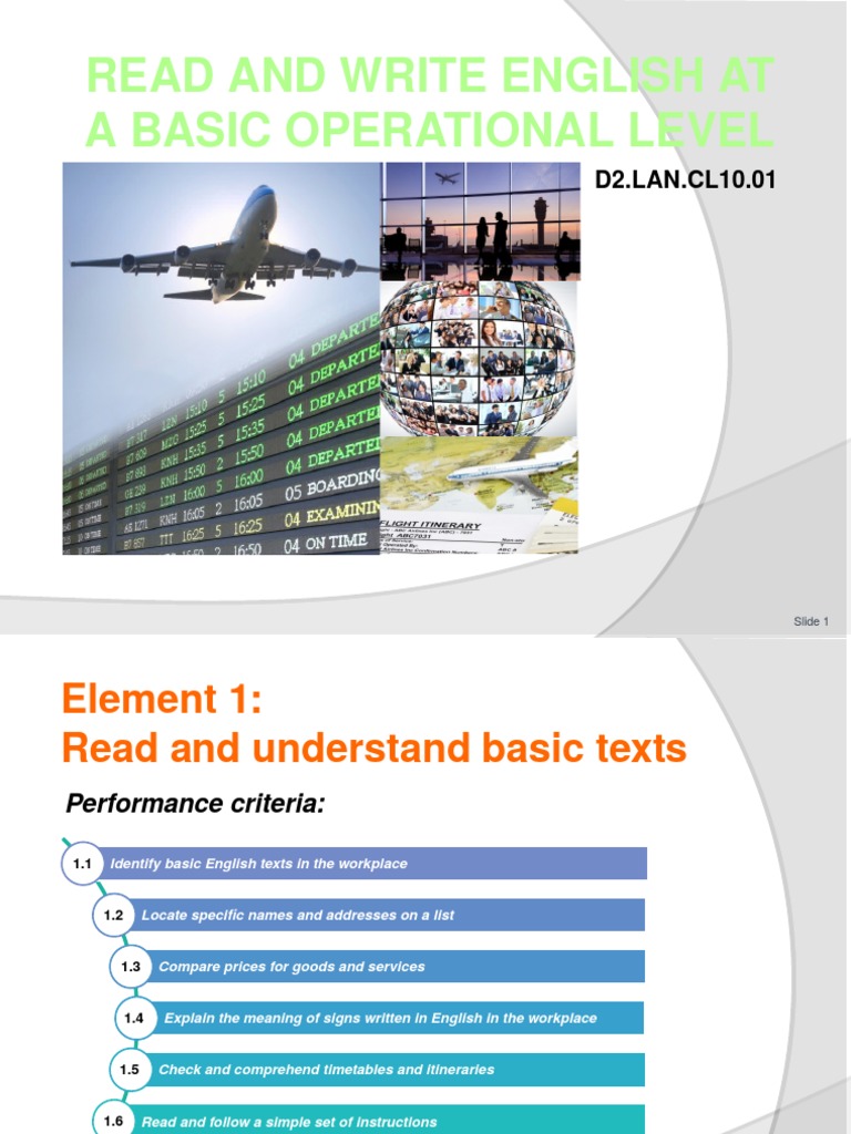 Read & Write English at A Basic Operational Level 230715 | PDF | Train ...