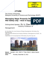 Public Lecture: Managing Mega Property Development: Mid Valley City - How It Happened?