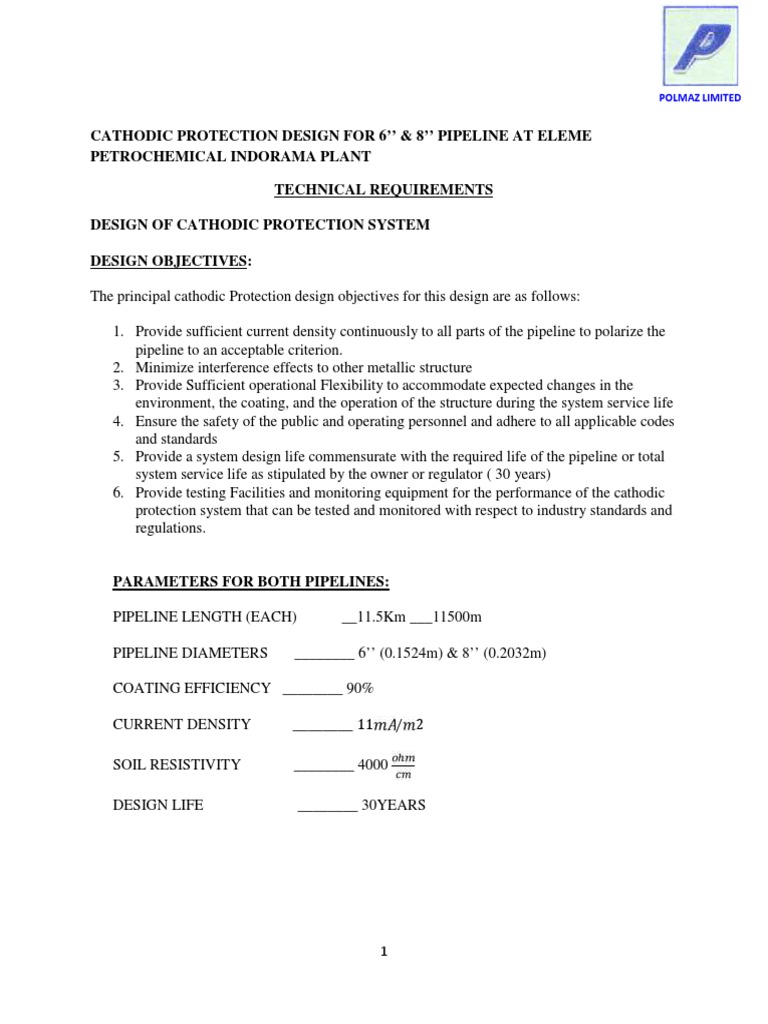 Cathodic Protection Design for Eleme Pipeline | PDF | Corrosion | Anode
