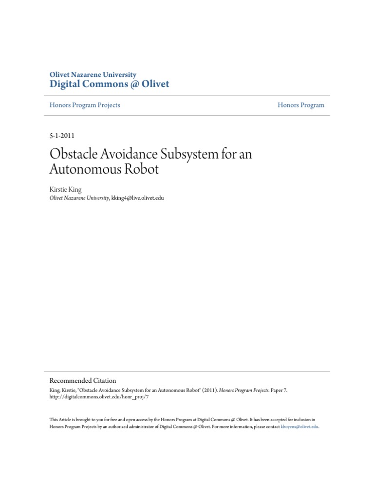 Obstacle Avoidance for Autonomous Robots | PDF | Computer Programming ...