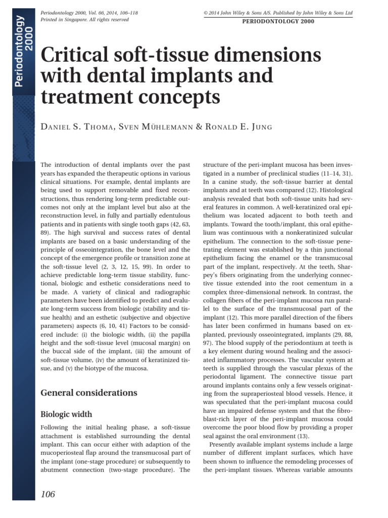 Critical SoftTissue Dimensions With Dental Implantsand Treatment