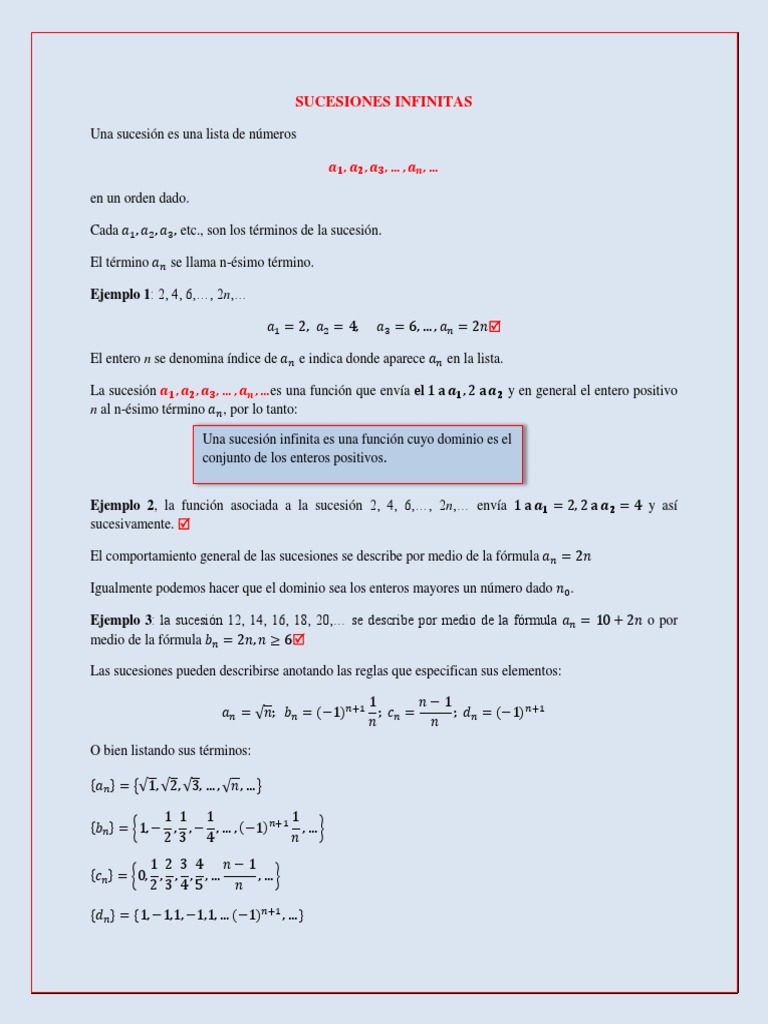 Sucesiones Infinitas | PDF | Series (Matemáticas) | Secuencia