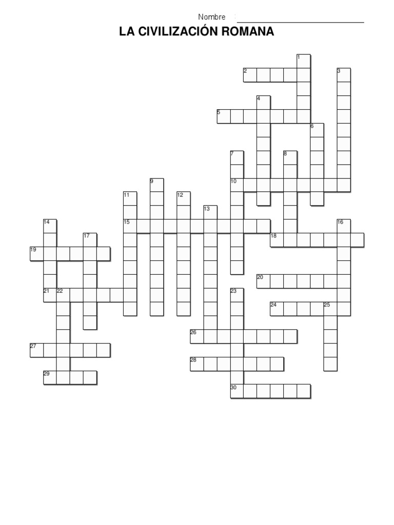 Crucigrama Civilización Romana