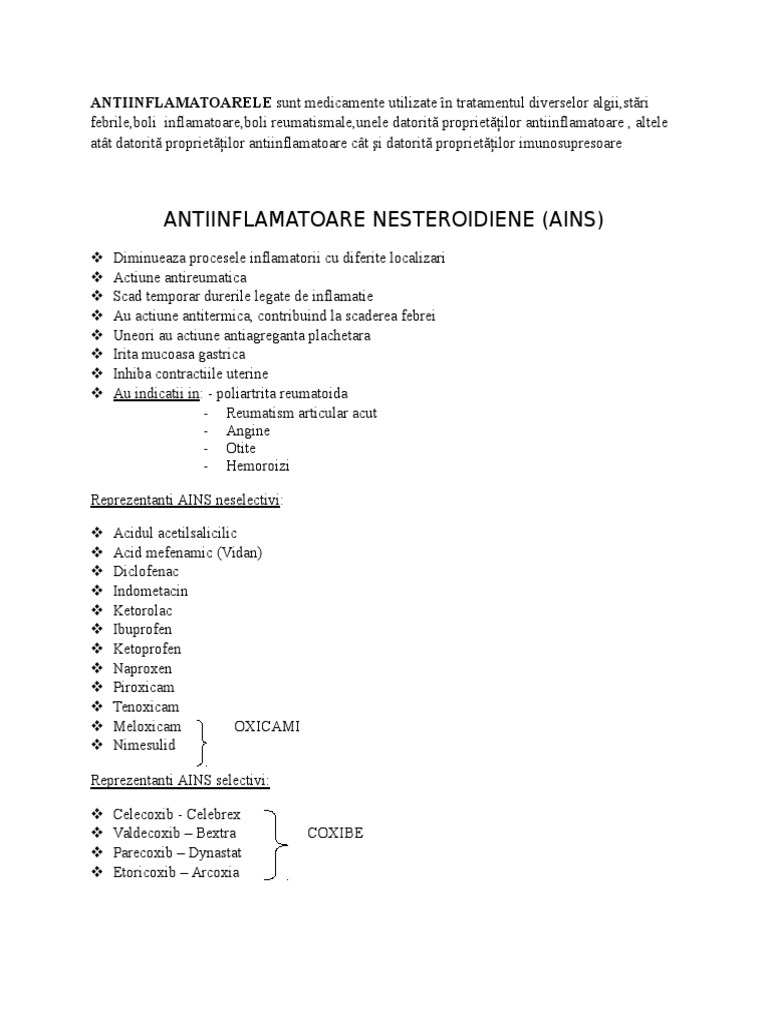 durere articulară AINS tratament)