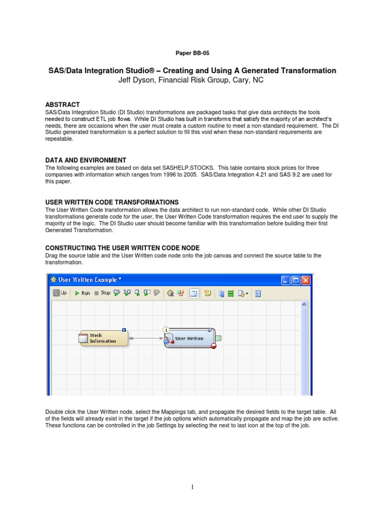 SAS/Data Integration Studio - Creating and Using A Generated ...