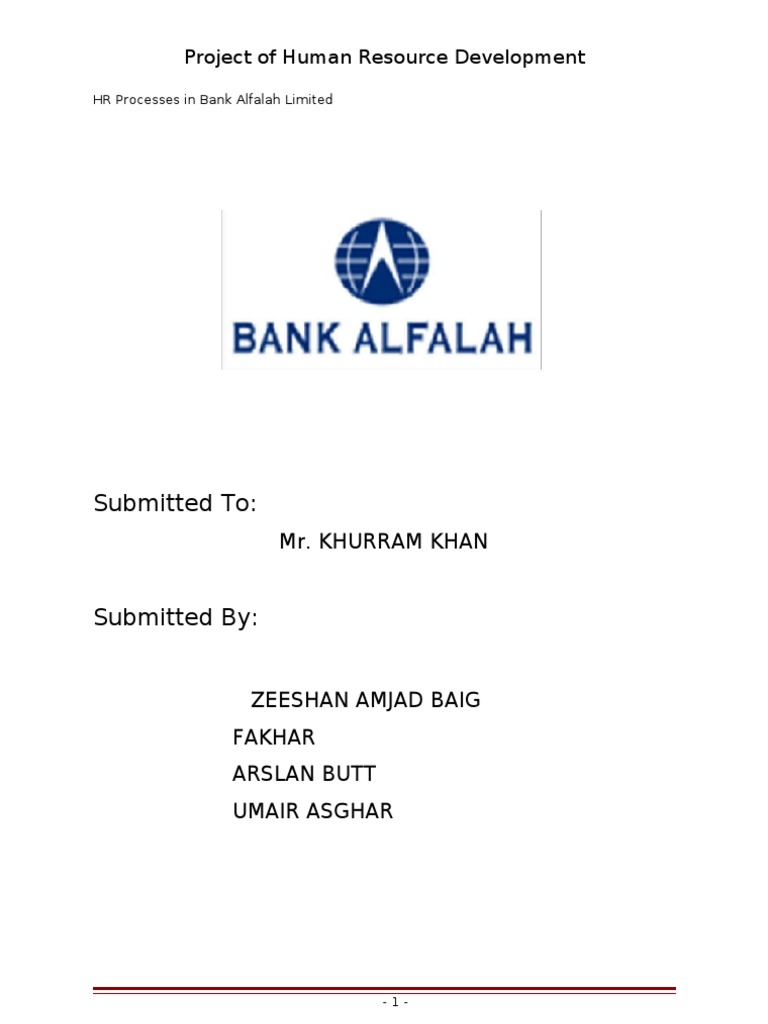 Bank Alfalah Limited Project of Human Resource Development | PDF |  Recruitment | Salary