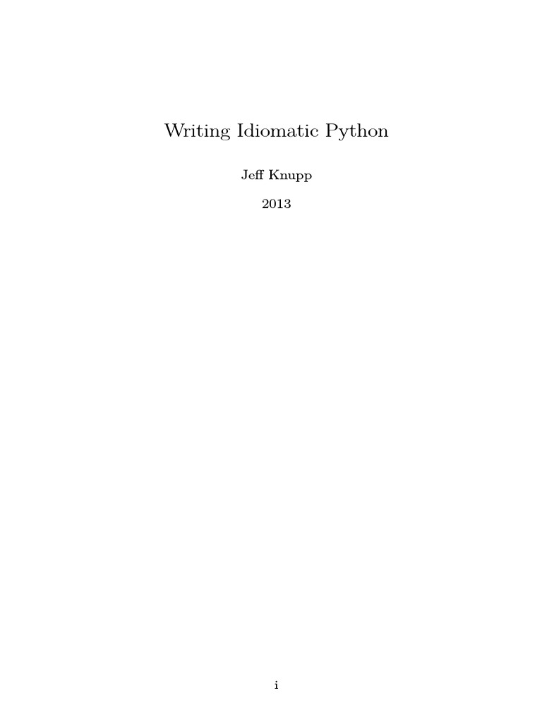 Writing Idiomatic Python 3 | PDF | Control Flow | Parameter (Computer ...