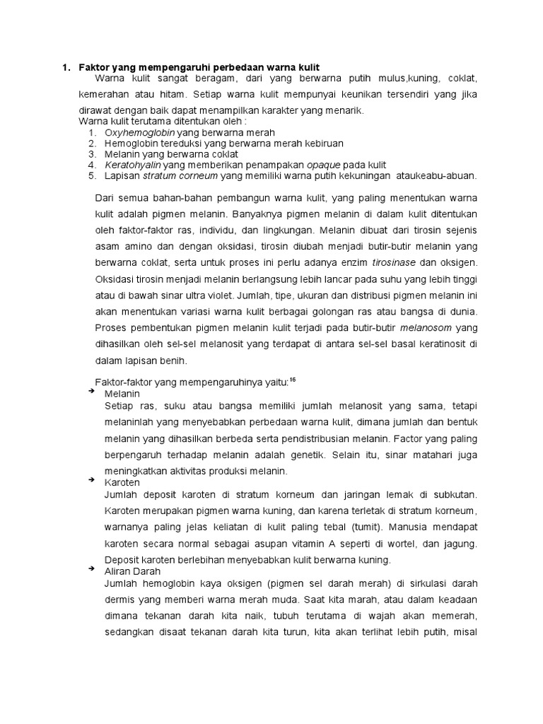 Faktor yang mempengaruhi perbedaan warna kulit  docx