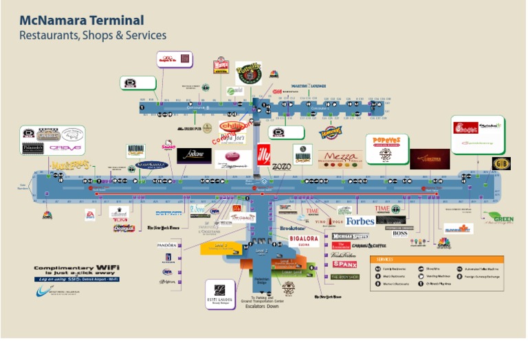 Dtw Mcnamara Terminal Map Dtw Mcnamara Terminal Food Choices Map | Pdf
