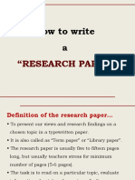 How To Write A: "Research Paper"