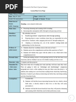 Reading Lesson Plan
