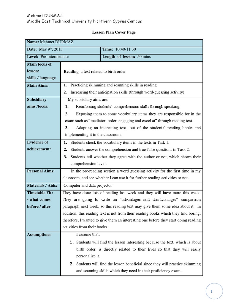 Reading lesson plan reading comprehension speed reading