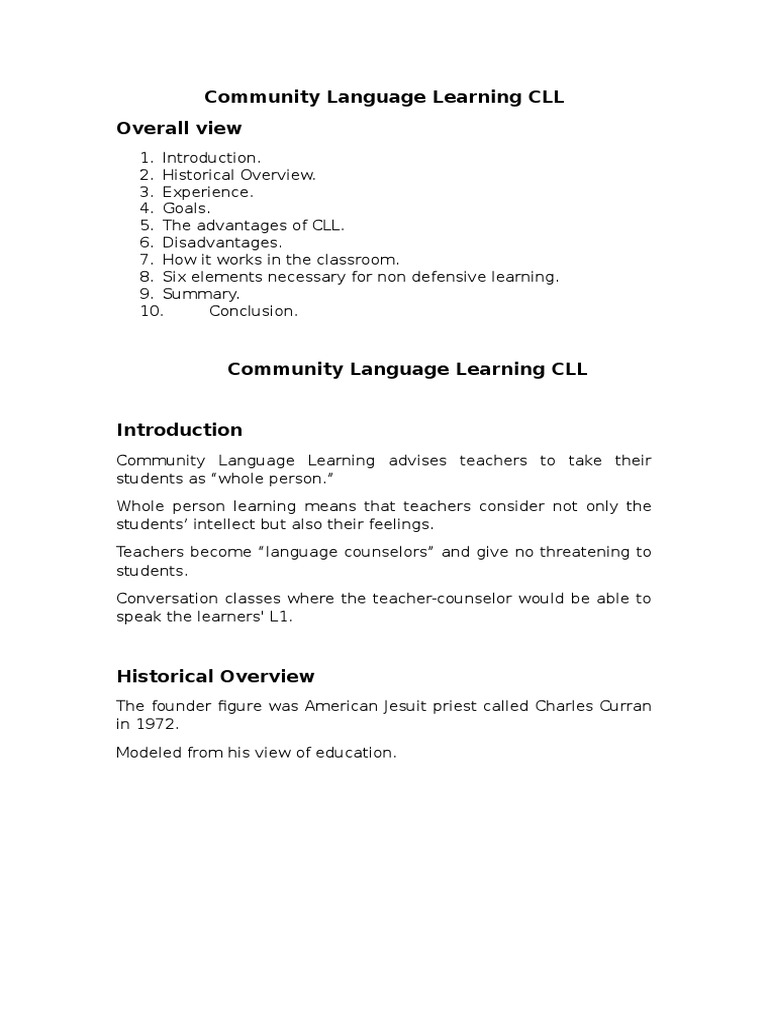Community Language Learning 3 | PDF | Teachers | Conversation