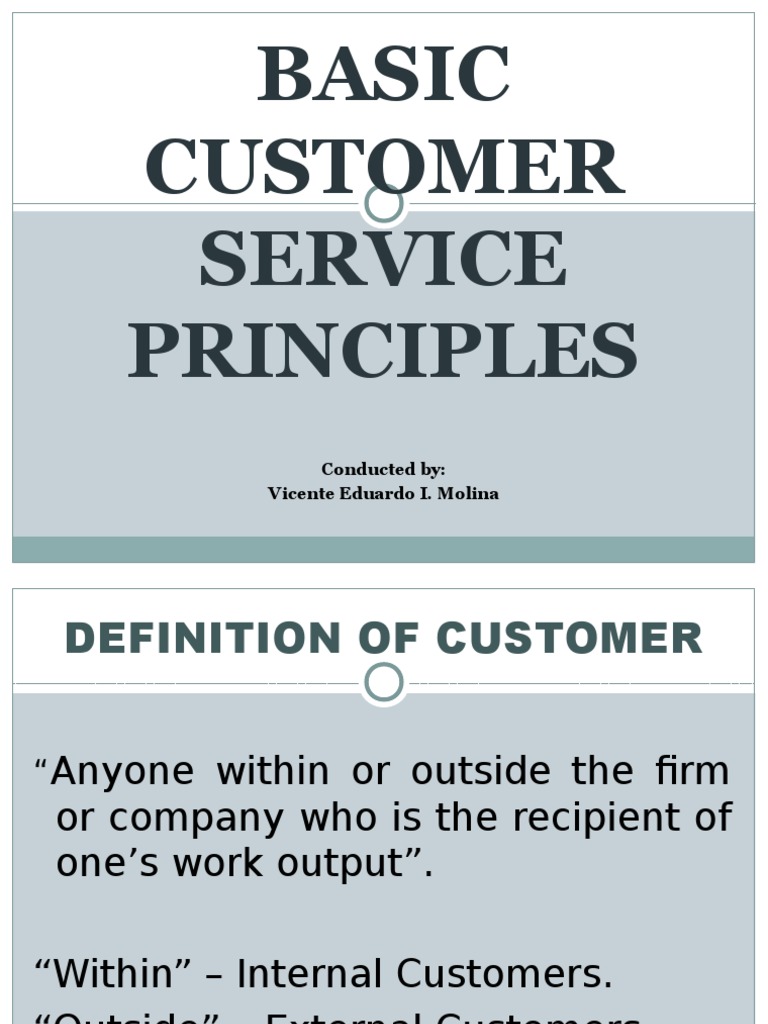 BASIC CUSTOMER SERVICE PRINCIPLESIMPORTANT.ppt Customer Experience Employment