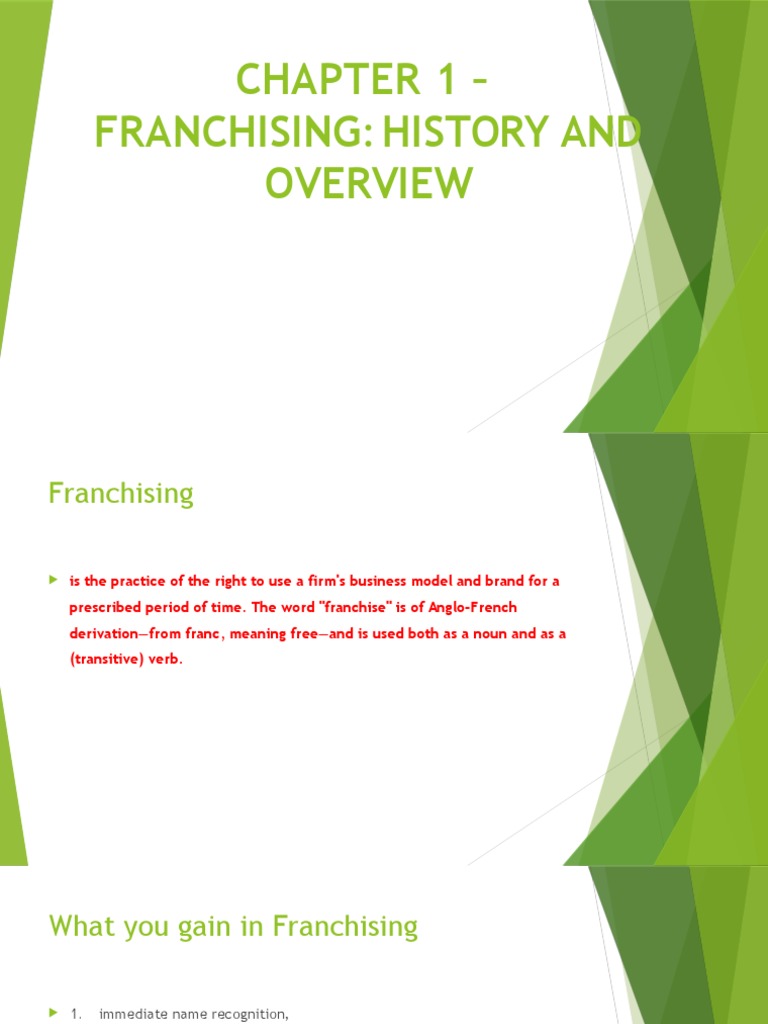 Franchising: History and Overview | PDF | Career & Growth | Finance ...