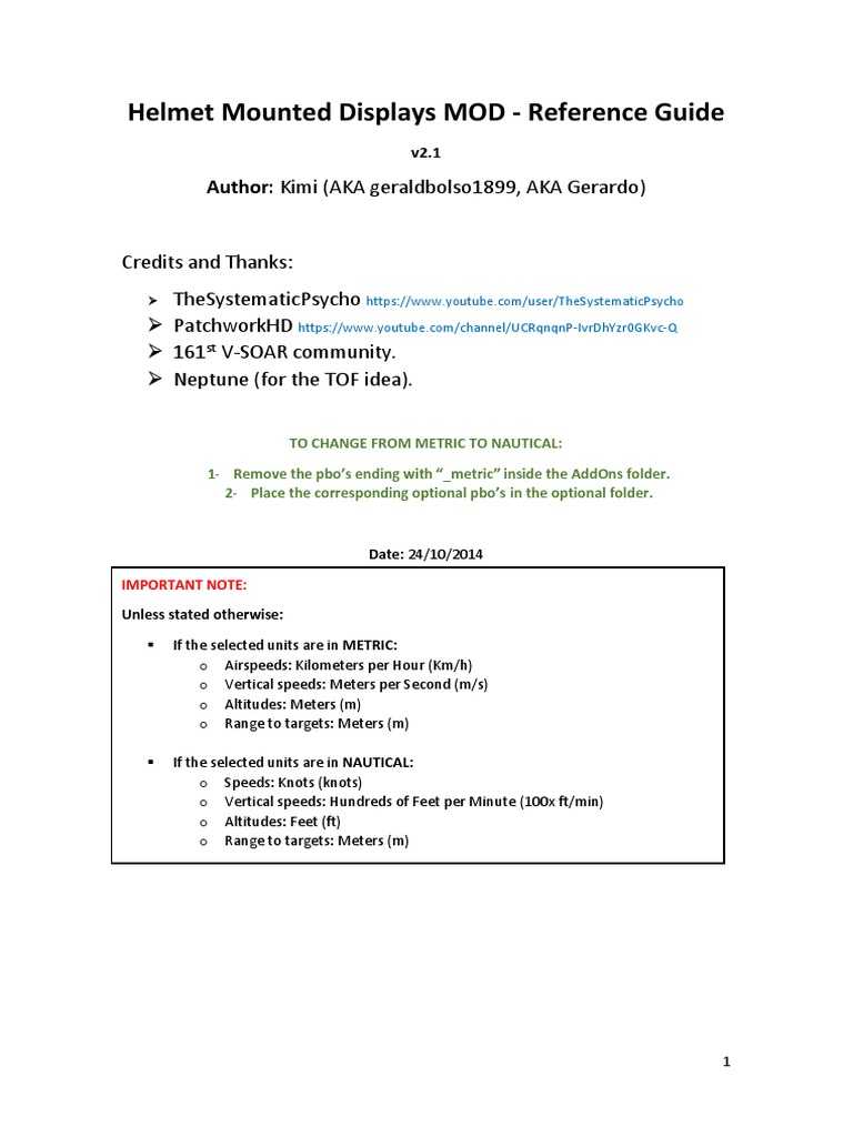 HMDs Kimi Reference Guide v2.1 | PDF | Airspeed | Missile