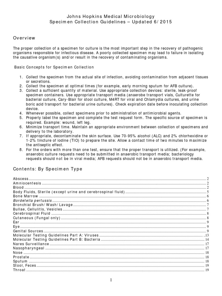 Specimen Collection Guidelines 2015PDF Infection Public Health