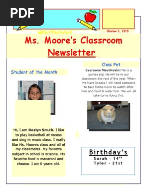newsletter ms  moores classroom