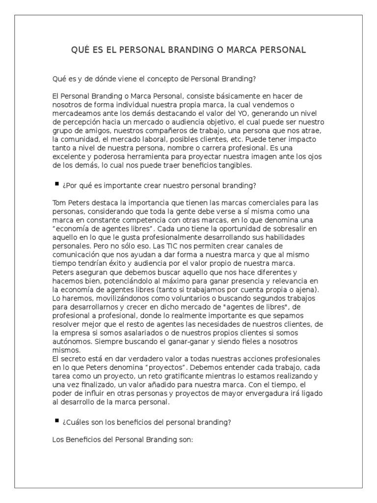 Qué es el Personal Branding | PDF | Gestión de la marca | Marca
