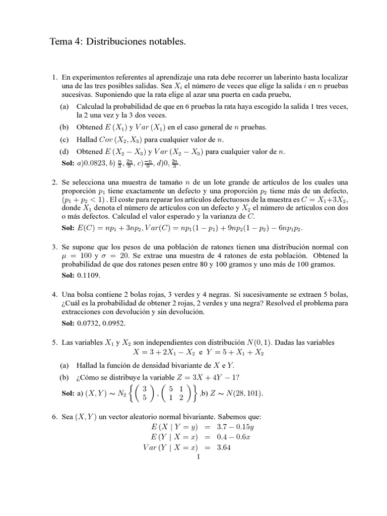 Ejercicios de Distribución Normal Bivariada | PDF | Probabilidad ...