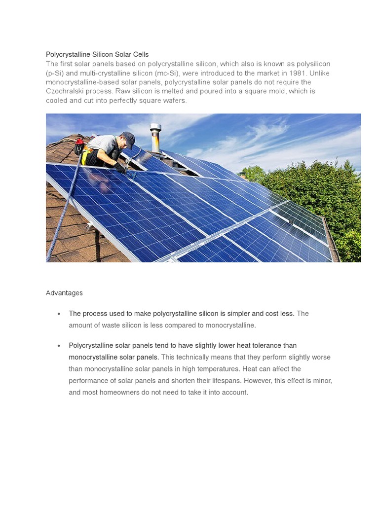 Polycrystalline Silicon Solar Cells Overview | PDF