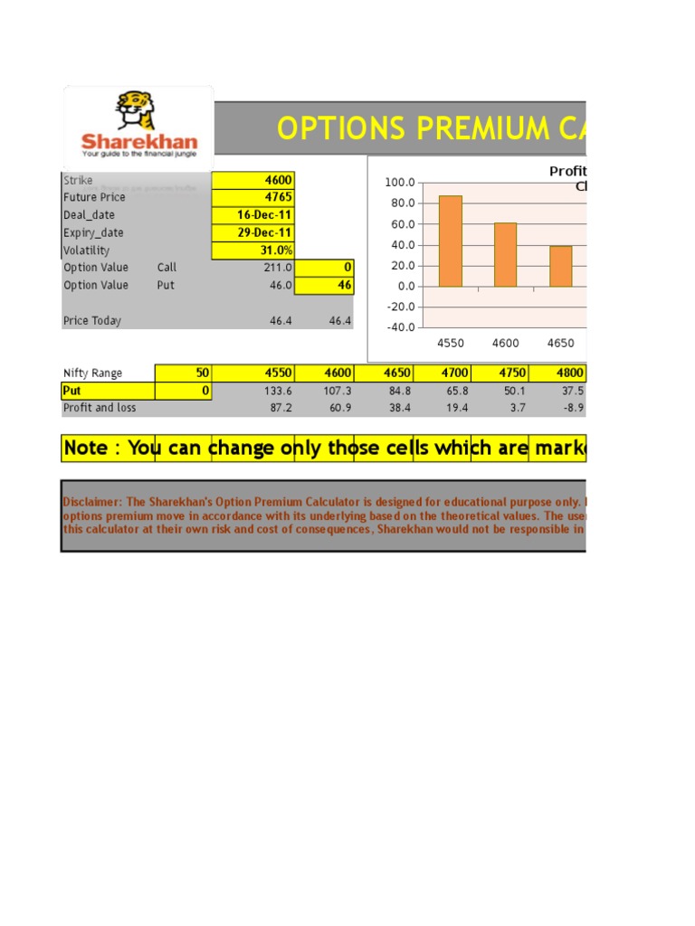 Options Premium Calculator Guide | PDF | Finance & Money Management