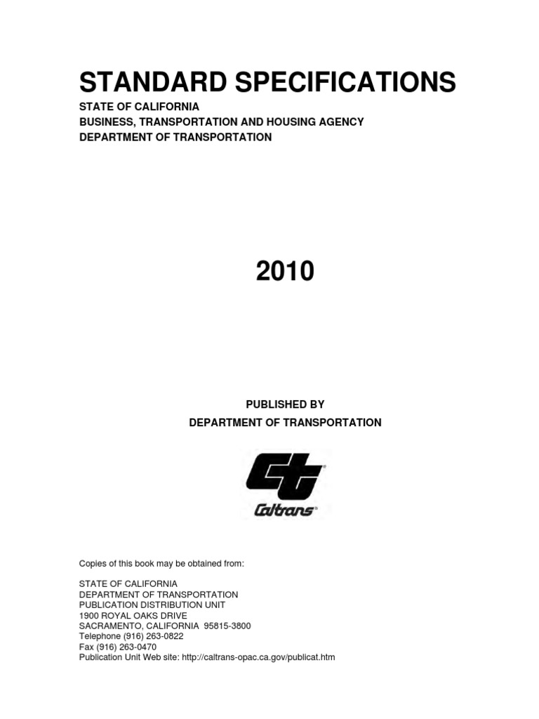 Caltrans 2010 Standard Specifications | PDF | Business | Technology ...