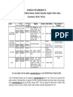 Schedule For Admission To M.A. (Oriya, History, Political Science, Sanskrit, Education, English, Public. Admn.