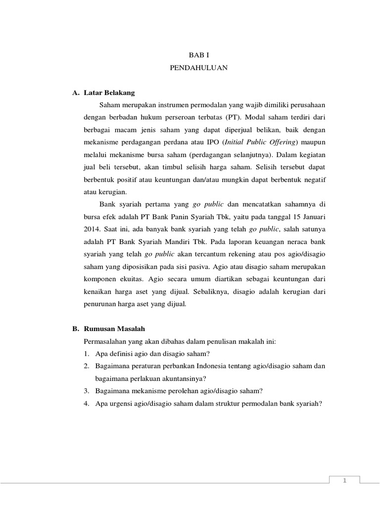 Agio Modal Saham Adalah Jevt Online