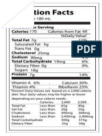 Nutrition Facts for 180mL Beverage with Key Vitamins and Minerals