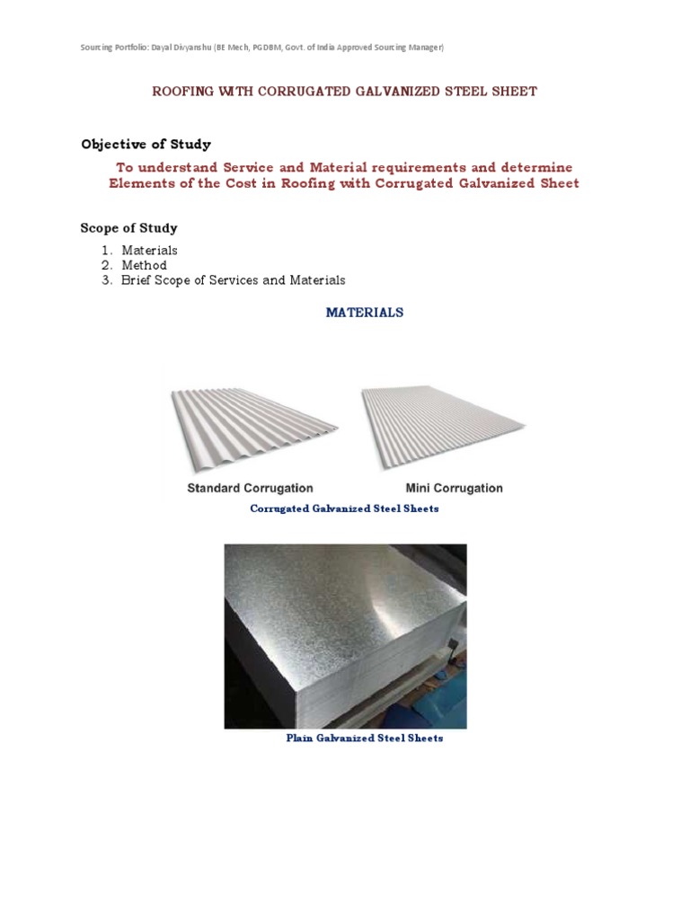 Roofing With Corrugated Galvanized Steel Sheet | PDF | Galvanization | Roof