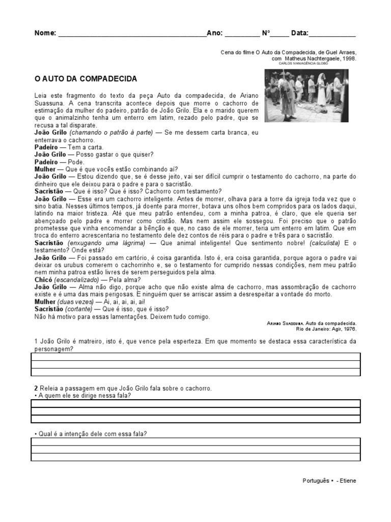 Auto Da Compadecida | PDF | Cães | Tipologia Linguística