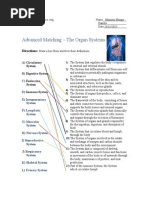 Advanced Matching - The Organ Systems: Directions