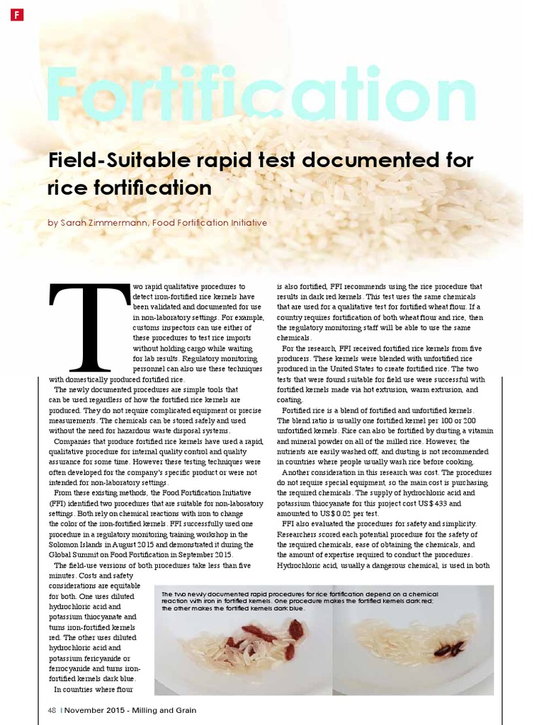 Field-Suitable Rapid Test Documented For Rice Fortification | PDF ...