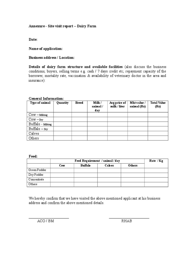 Dairy Farm Site Visit Report | PDF