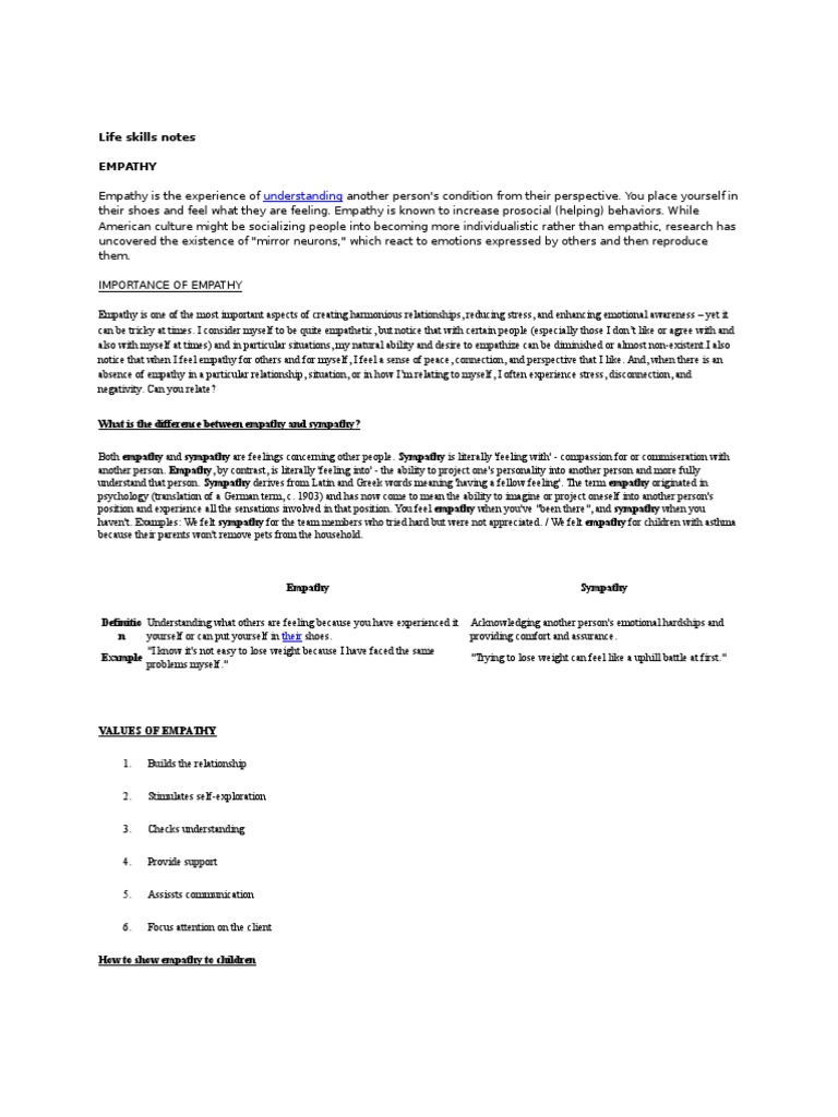 Empathy Pdf Sympathy Empathy