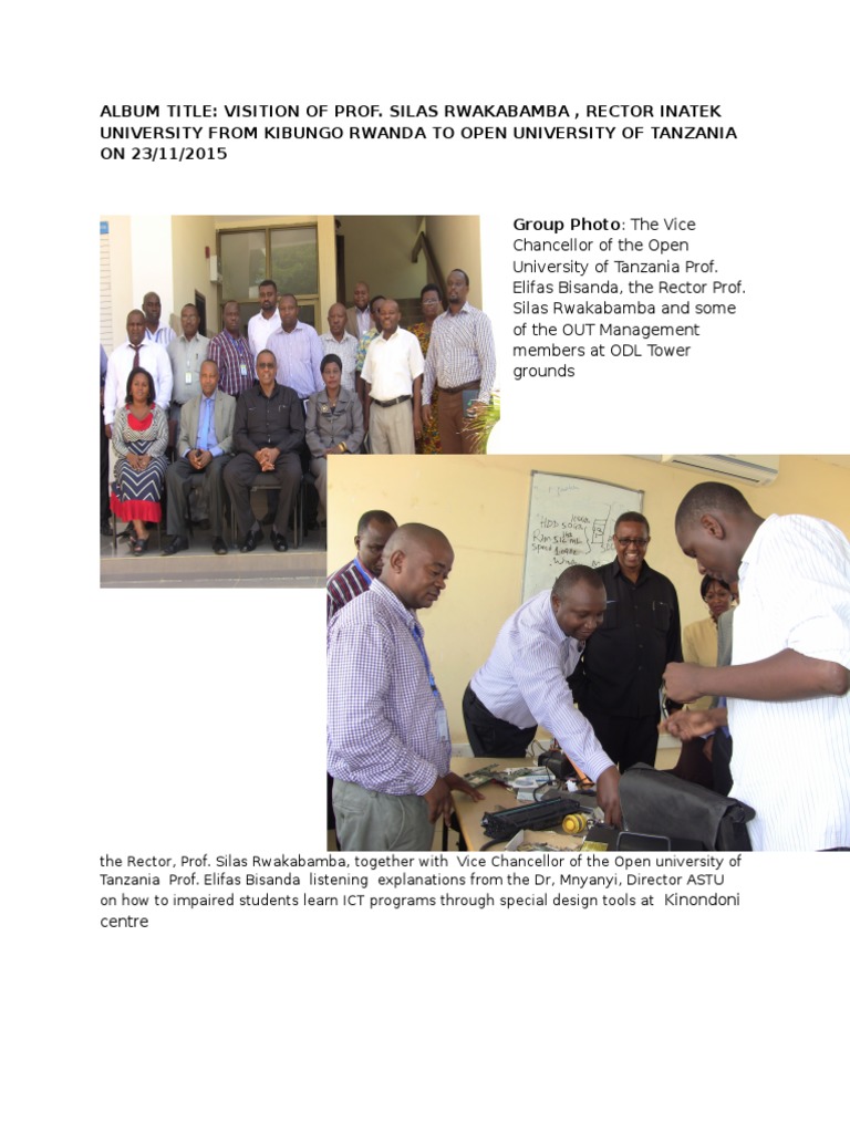 Visitation of Prof. Silas Rwakabamba, Rector Inatek University From