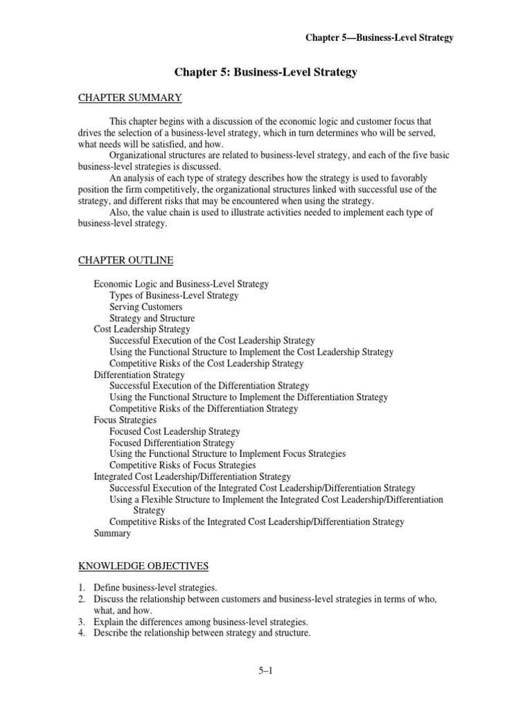 Chapter 05 Business Strategy | PDF | Market Segmentation | Strategic ...