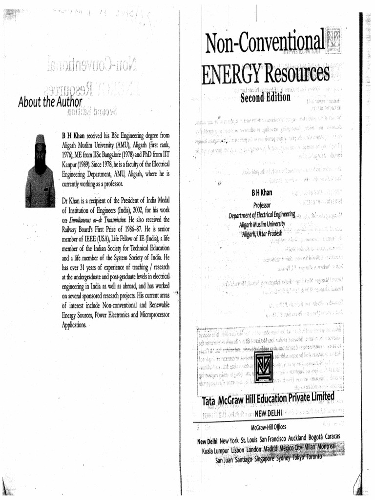 Non Conventional Energy Source (B H Khan) PDF Nature Energy And